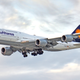 A Boeing 747 with while Lufthansa airlines livery.
